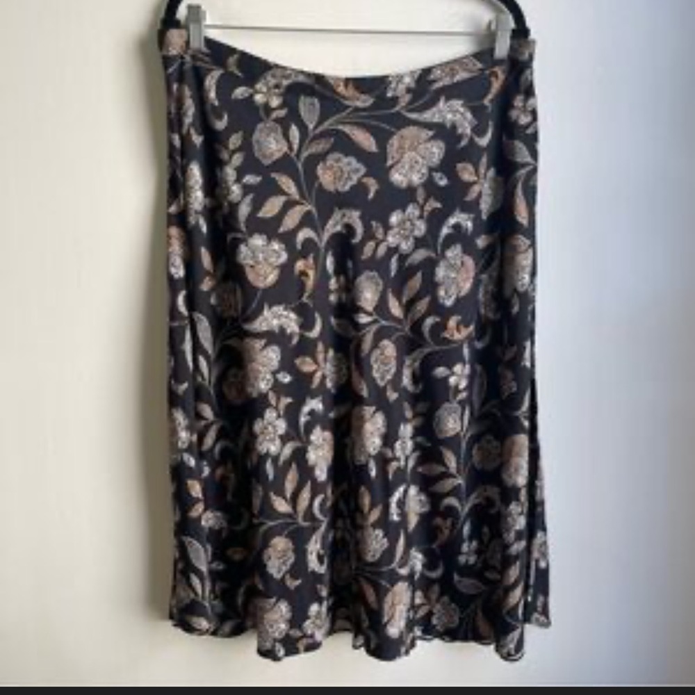 J. Jill Paisley Floral Satin like fabric A Line Skirt